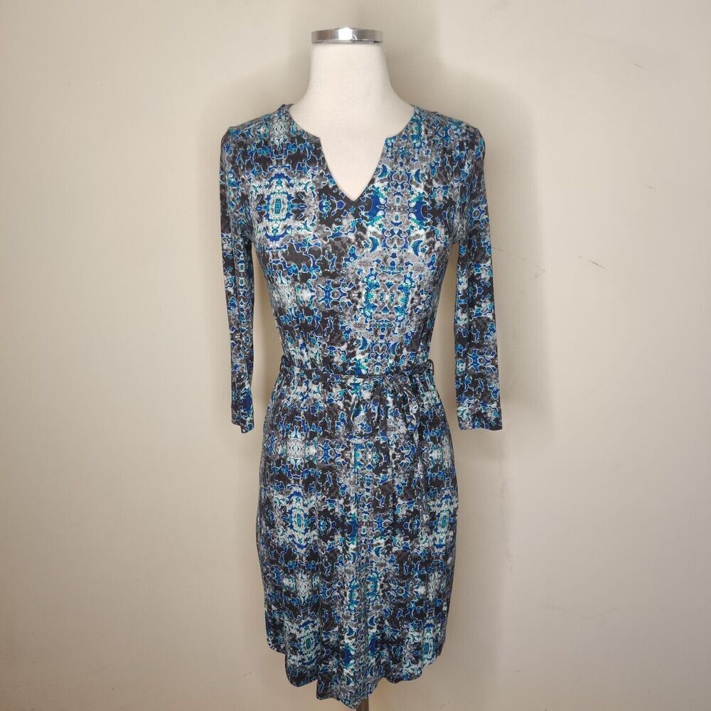 Cynthia Rowley Dress Stretch Knit Abstract Belted